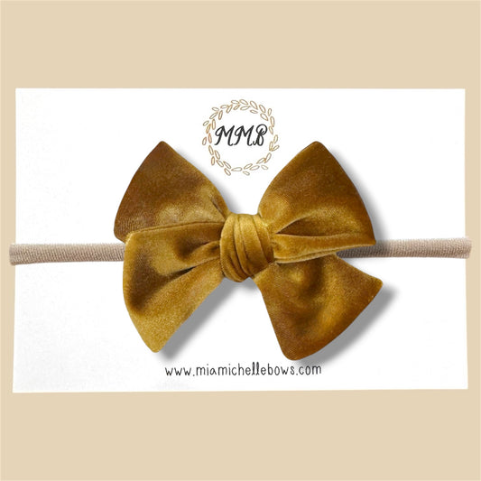 Velvet Bow in Golden Mustard