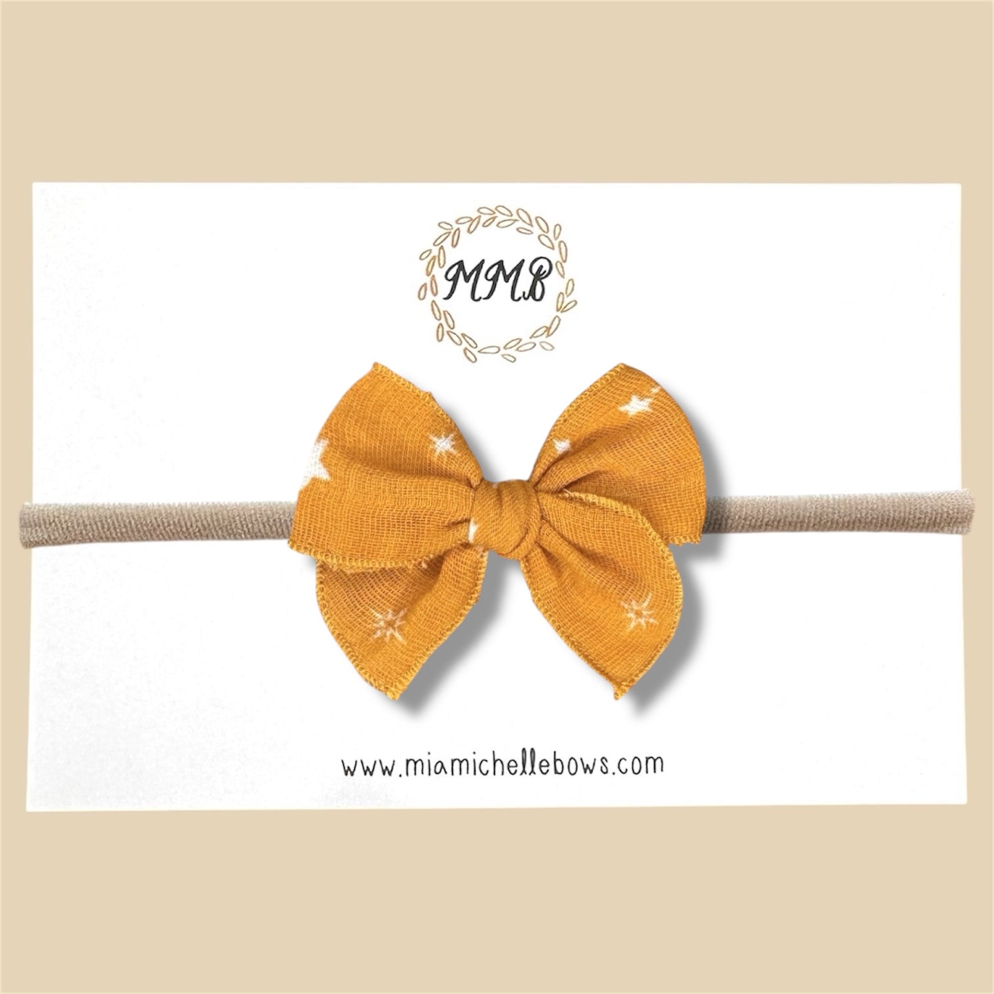 Mustard Stars Gauze Fairytale Bow