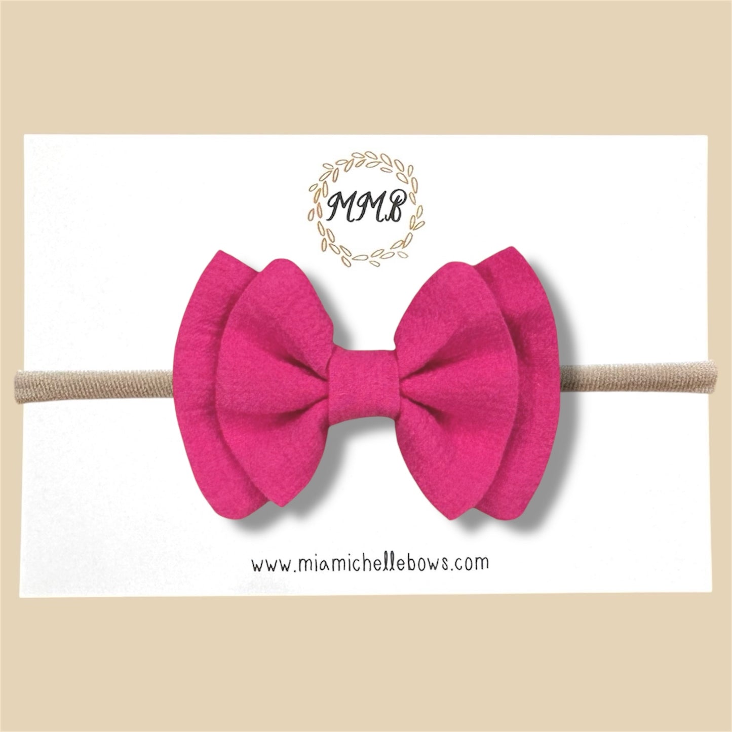 Double Layer Gauze Bow in Magenta