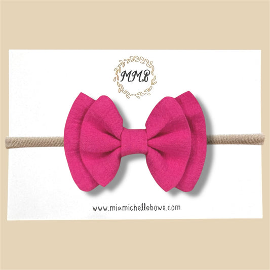 Double Layer Gauze Bow in Magenta