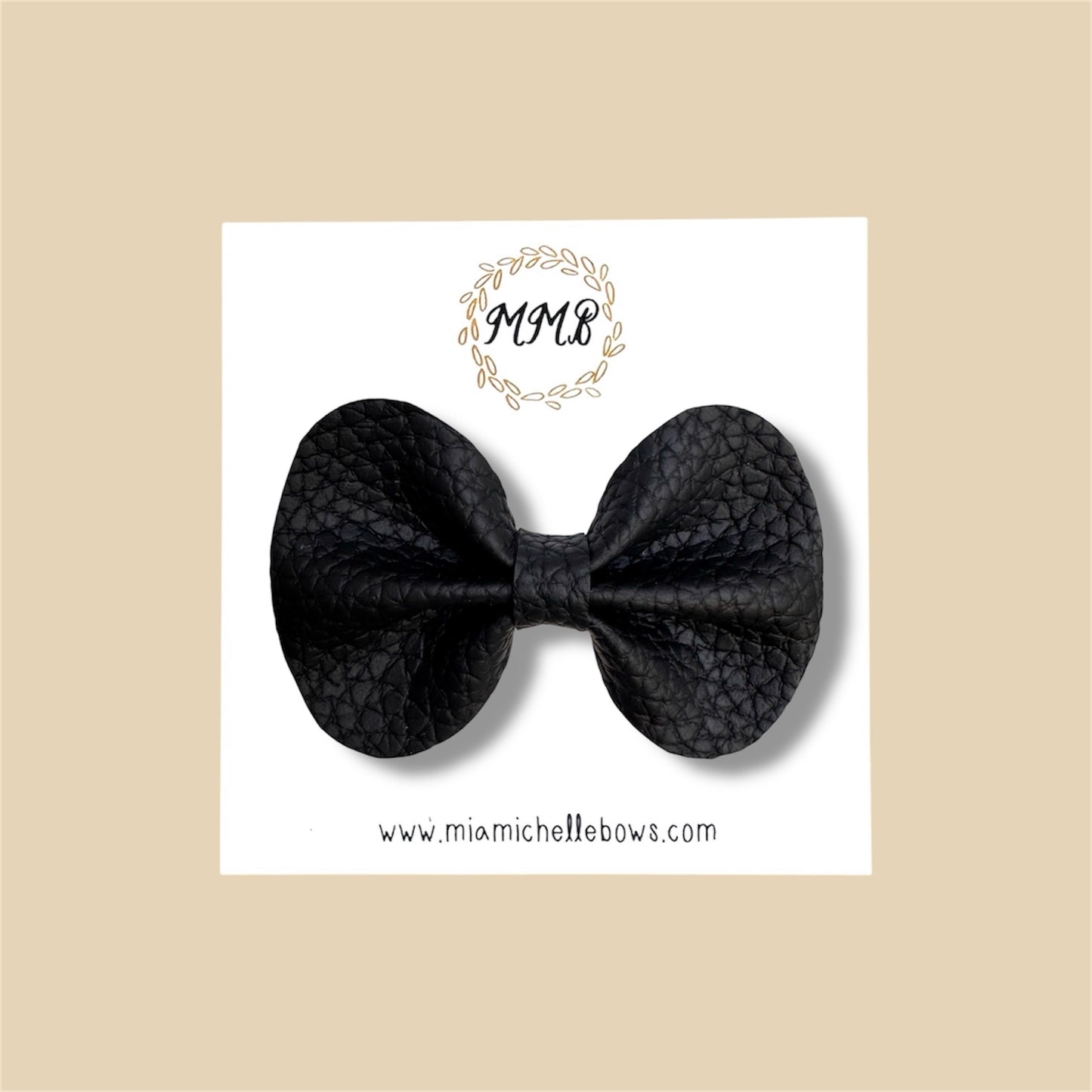 Black Vegan Leather Bow
