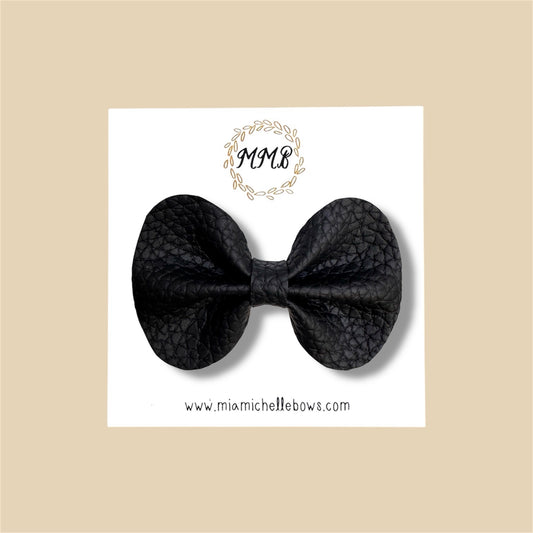 Black Vegan Leather Bow
