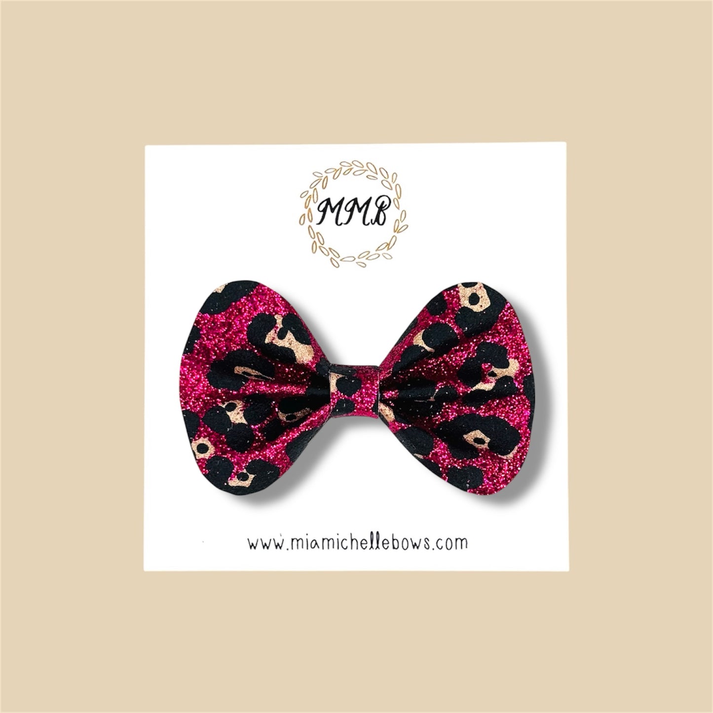 Magenta Leopard Glitter Bow