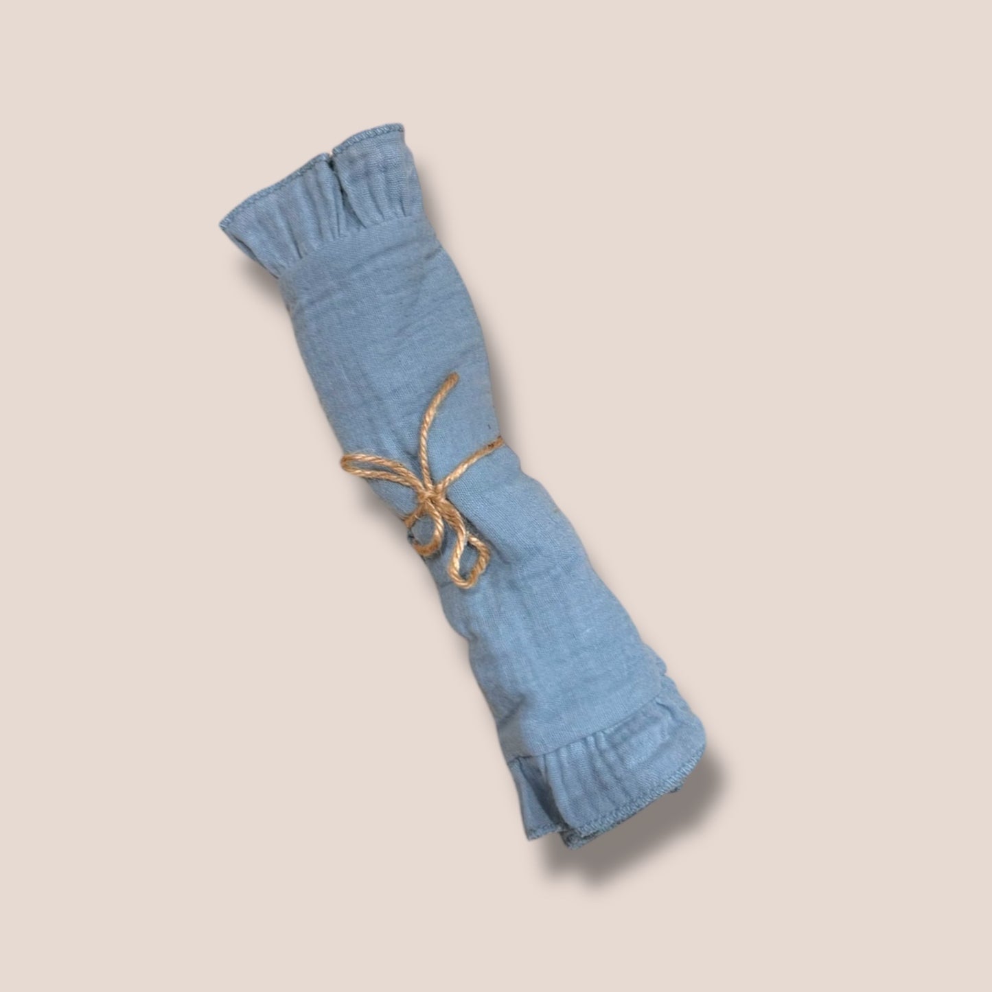 Blue Cotton Gauze Ruffle Burp Cloth
