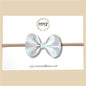 Iridescent Speckled White Vegan Leather Bow