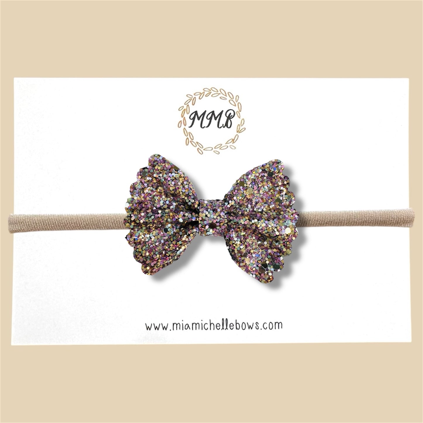 Lavender Confetti Scalloped Glitter Bow