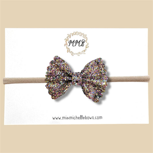 Lavender Confetti Scalloped Glitter Bow