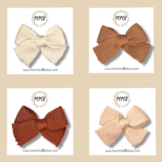 Mini Knit Sweater Bow Clips