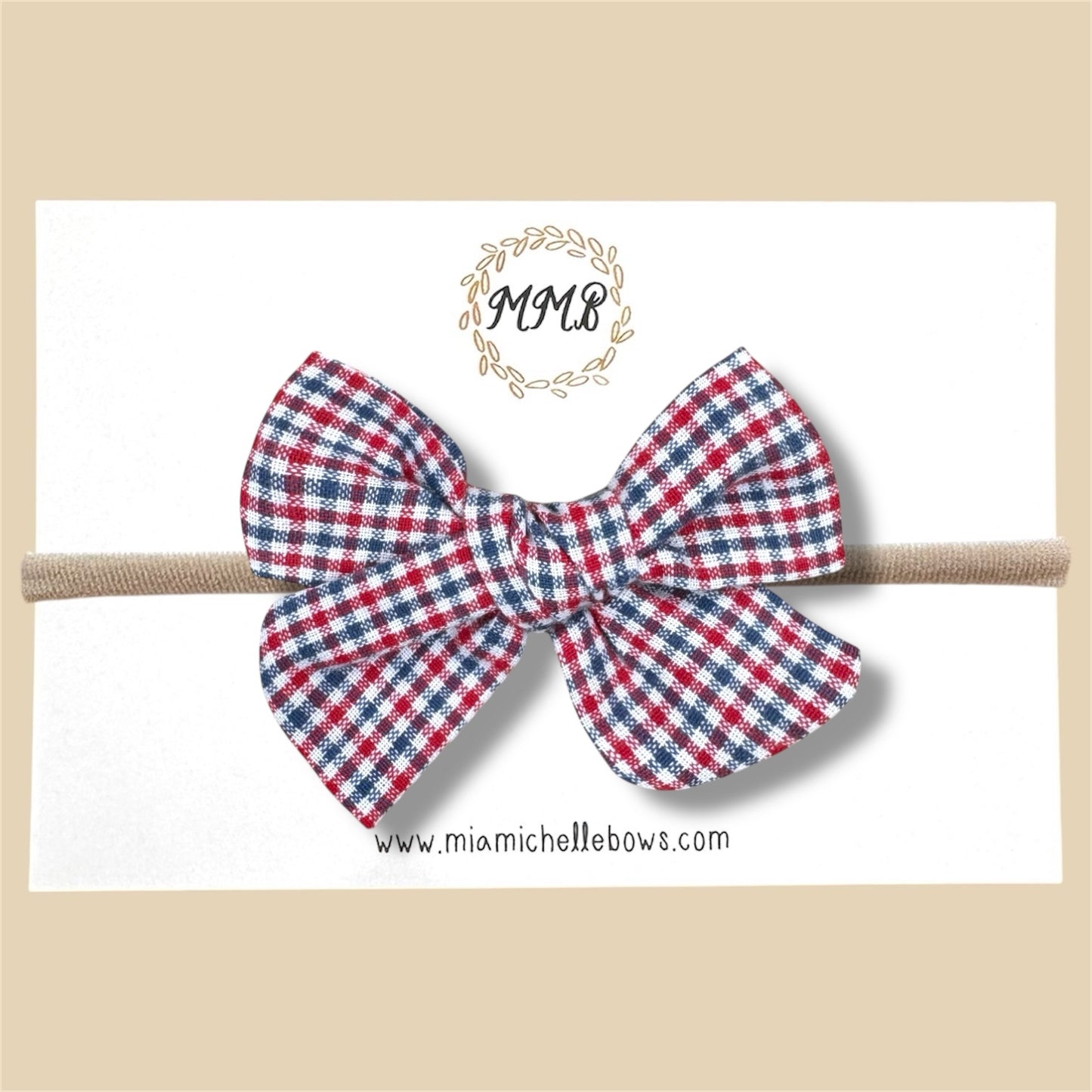 Hand-tied Patriotic Plaid Bow