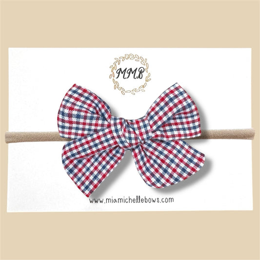 Hand-tied Patriotic Plaid Bow