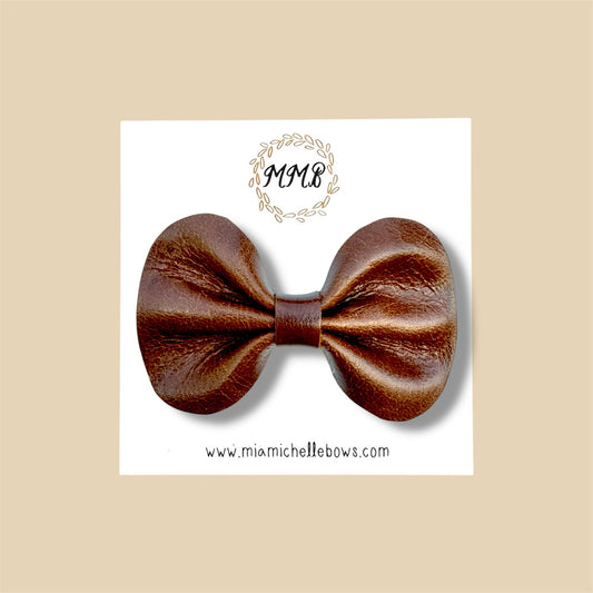 Brown Genuine Leather Bow