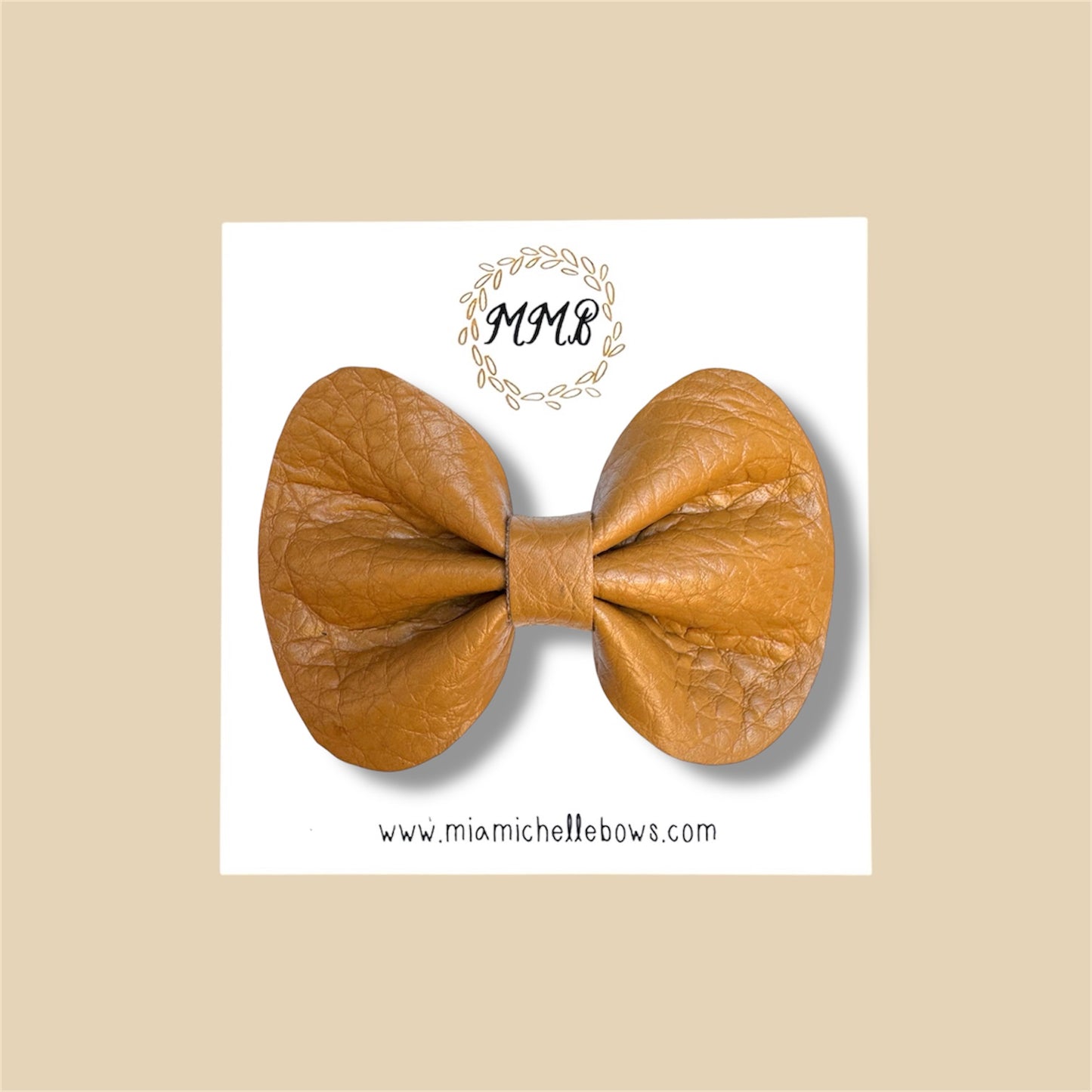 Mustard Vegan Leather Bow