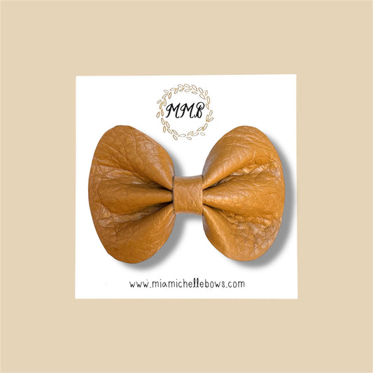 Mustard Vegan Leather Bow