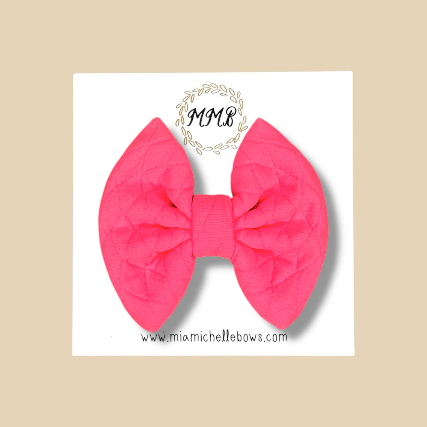 Neon Pink Quilted Big Bow