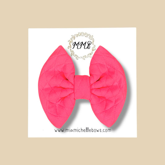 Neon Pink Quilted Big Bow
