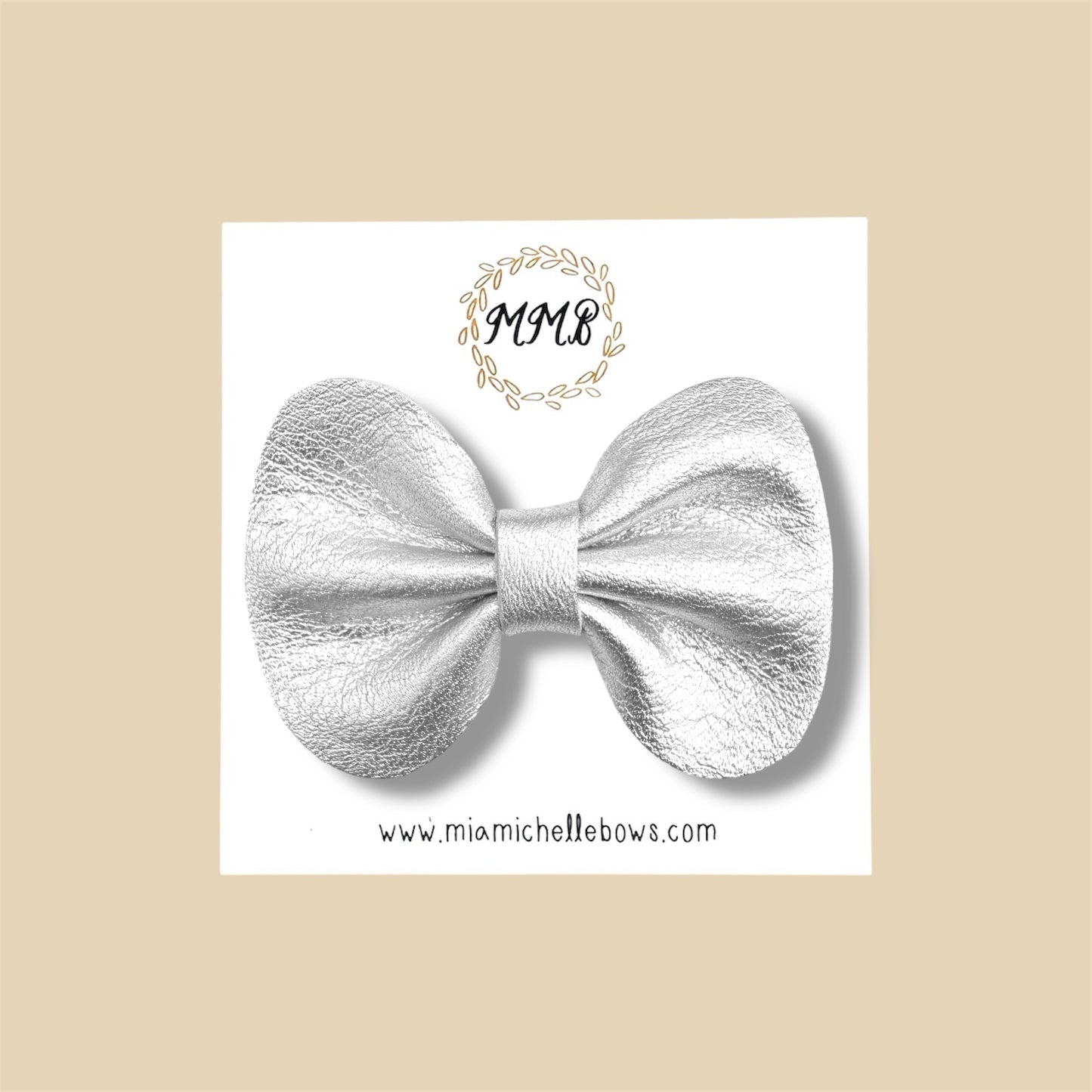 Silver Genuine Leather Bow