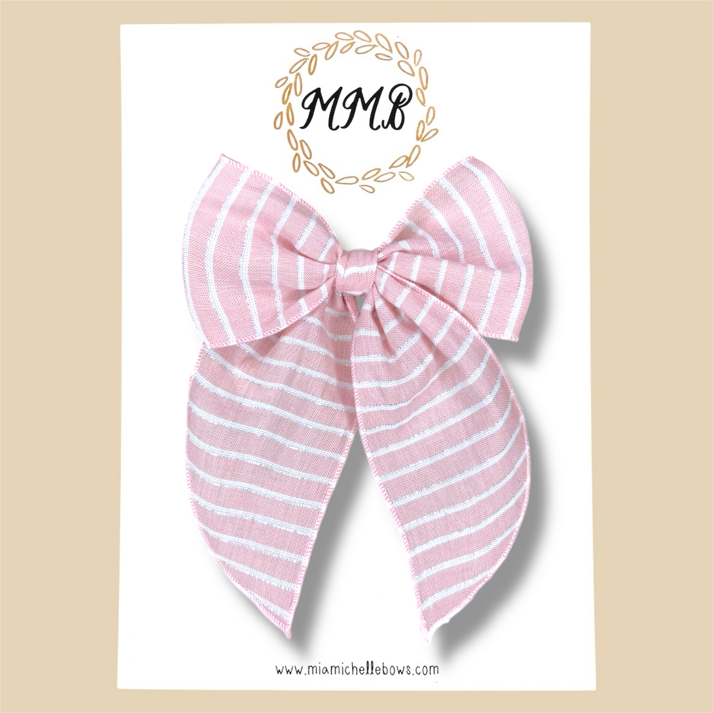 Pink & Silver Stripe Fairytale Bow