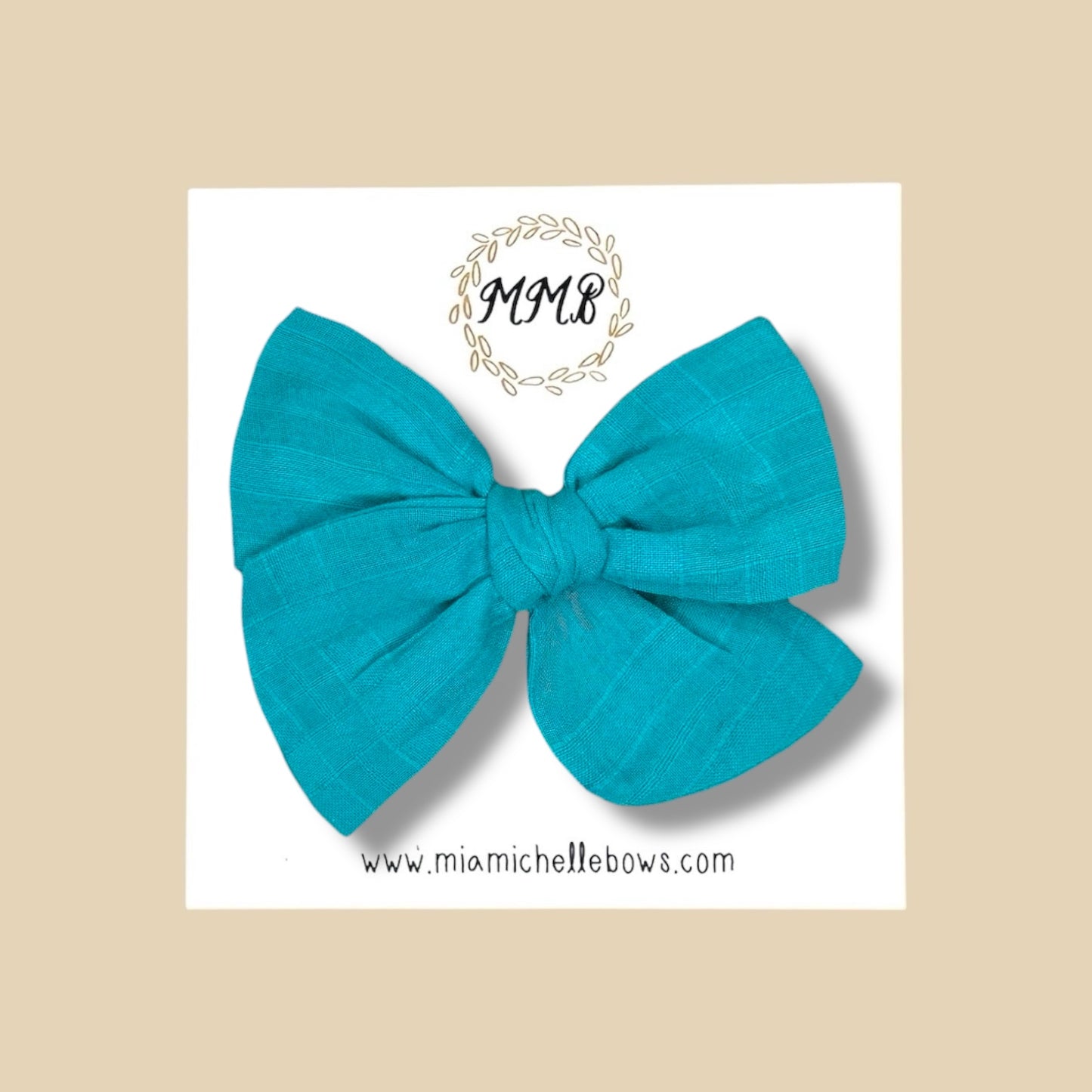 Hand-tied Gauze Bow in Turquoise