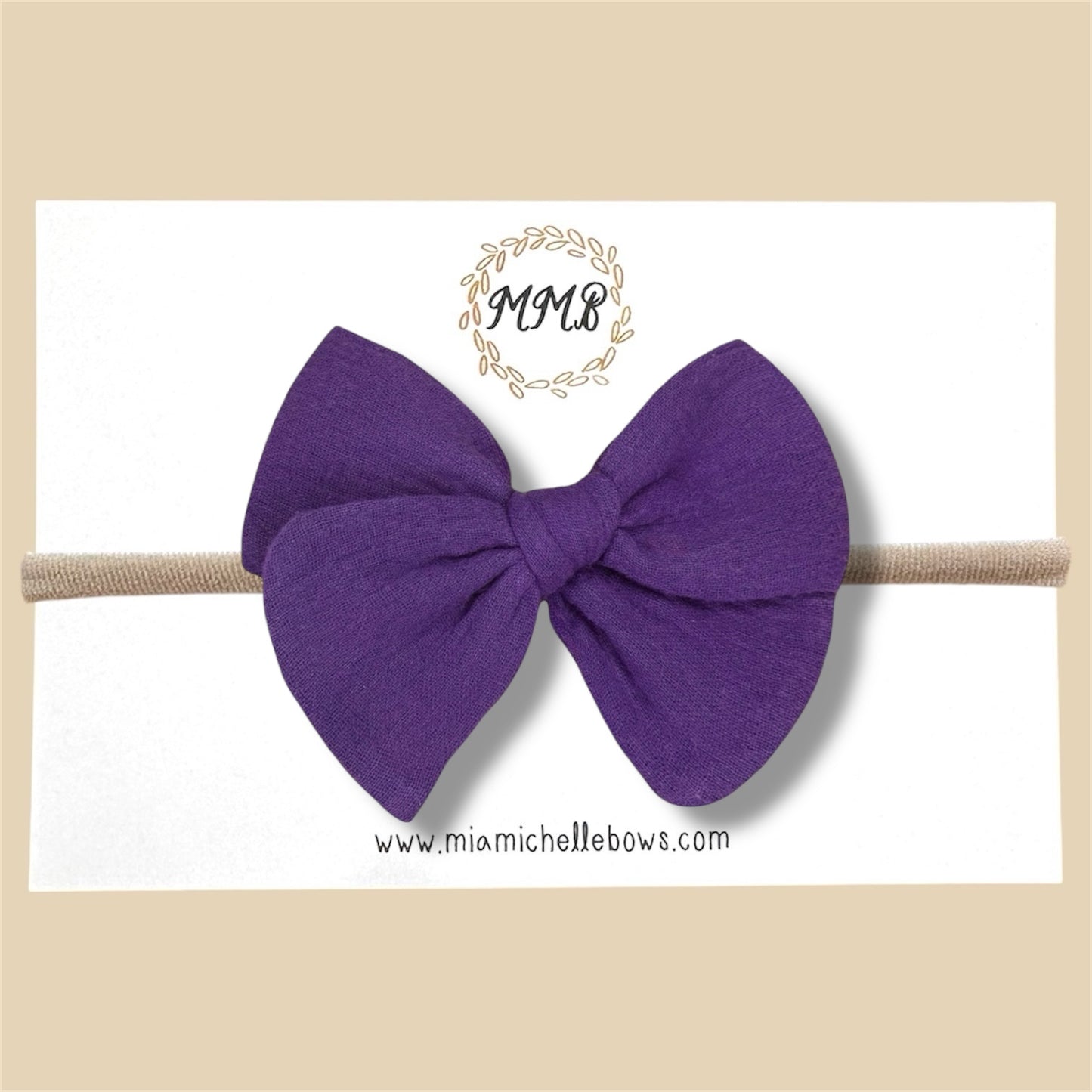Hand-tied Gauze Bow in Purple