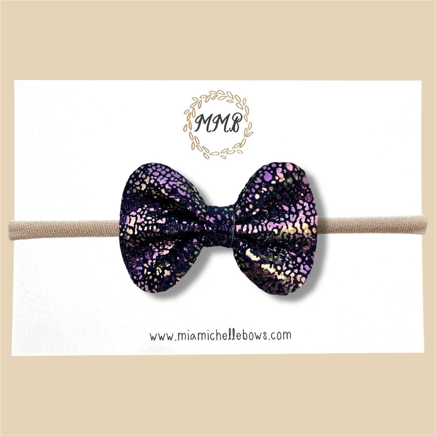 Black Splatter Genuine Leather Bow