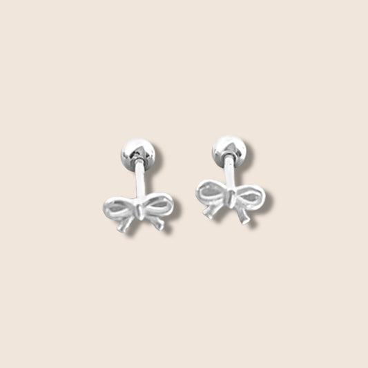 Silver Bow Screw Back Studs