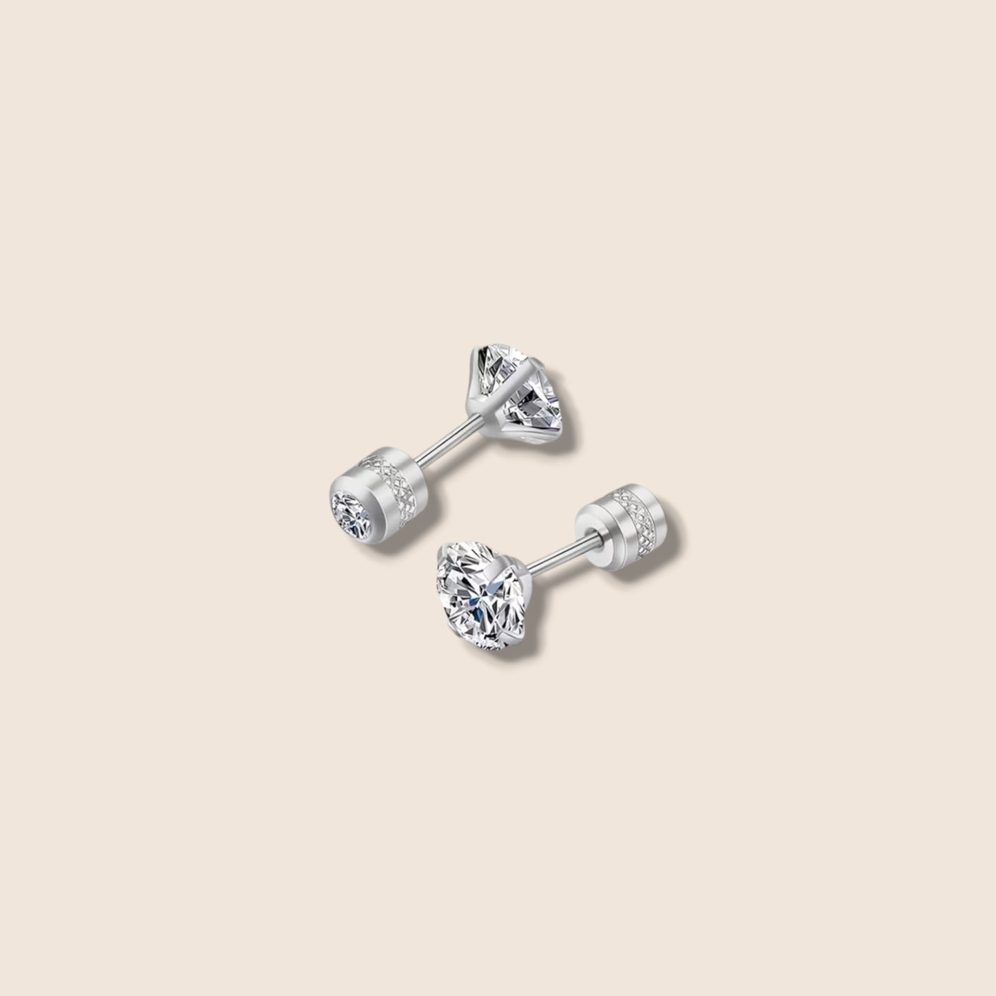 8 mm Double Sided CZ Screw Back Stud Earrings