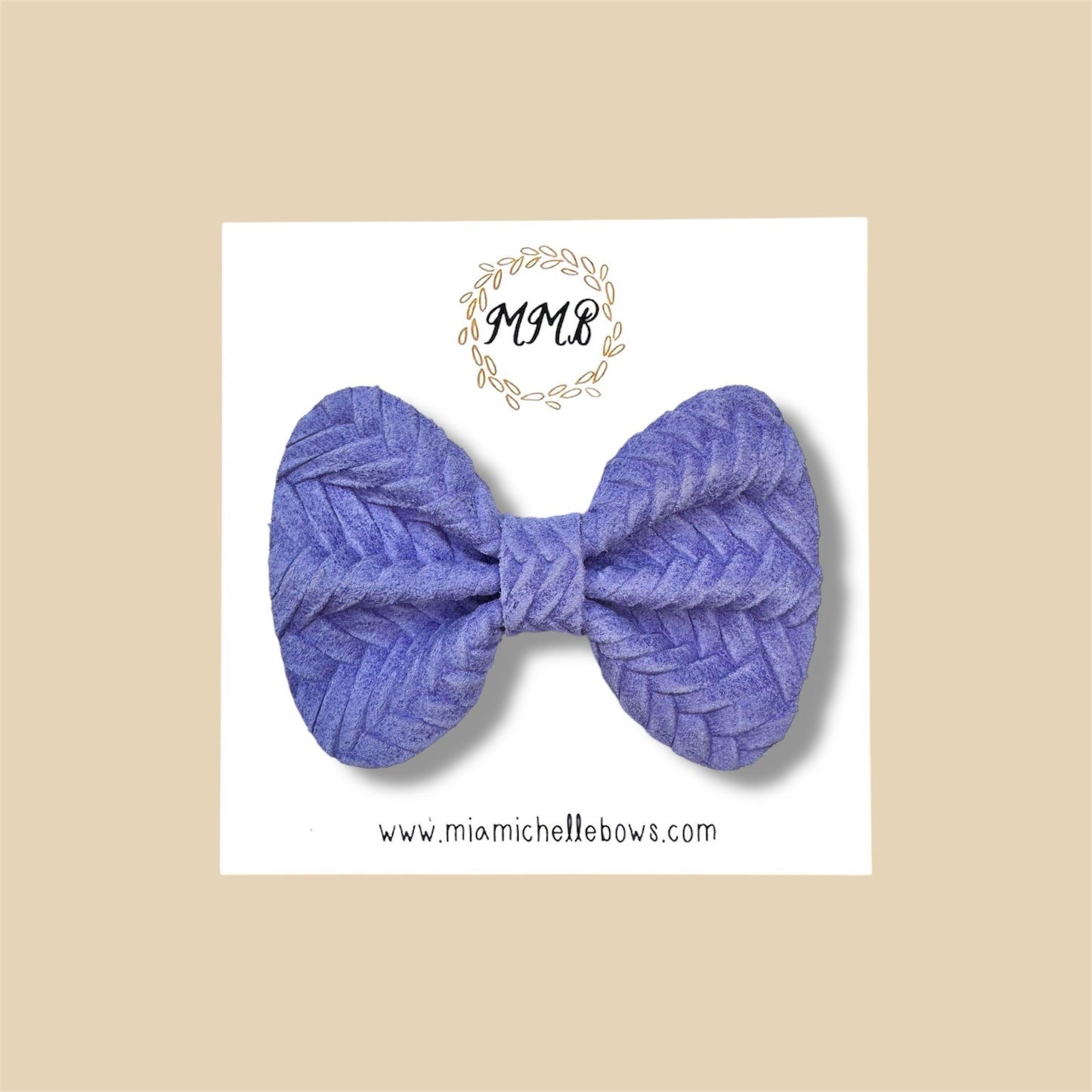 Lavender Basketweave Genuine Leather Bow