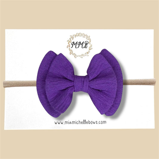 Double Layer Gauze Bow in Purple