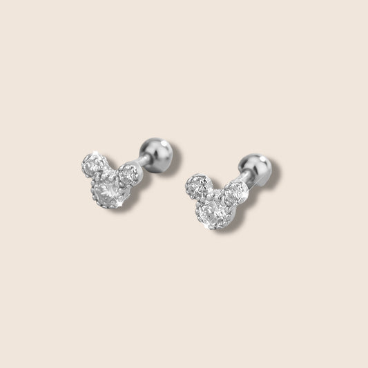 Silver Mickey Screw Back Studs