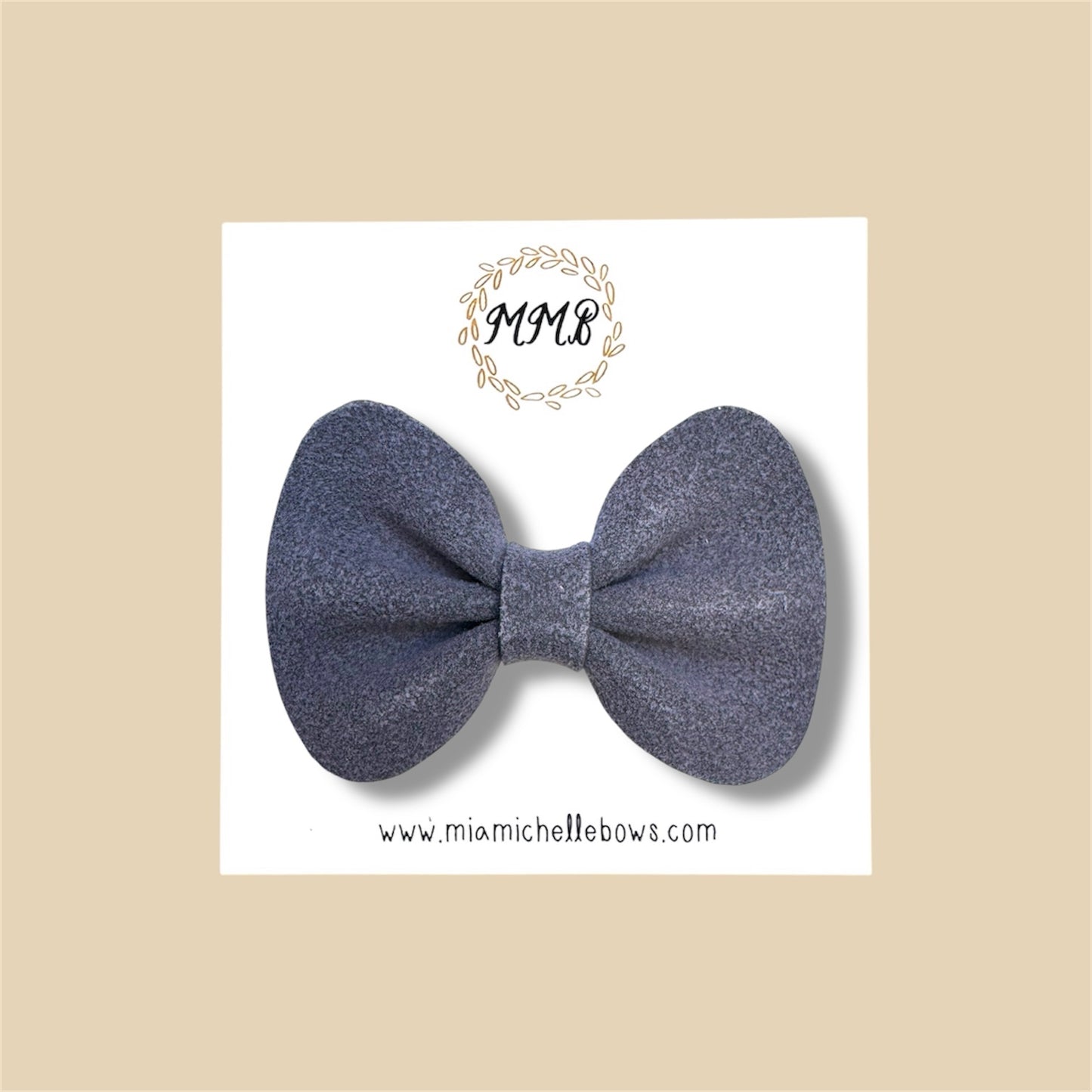 Dark Gray Suede Vegan Leather Bow