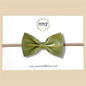 Olive Green Slim Line Leather Bow