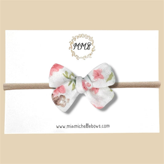 Hand-tied Gauze Bow in Pink Floral