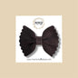 Dark Brown Scalloped Suede Genuine Leather Bow