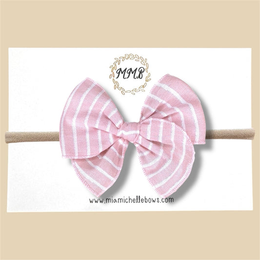 Pink & Silver Stripe Fairytale Bow