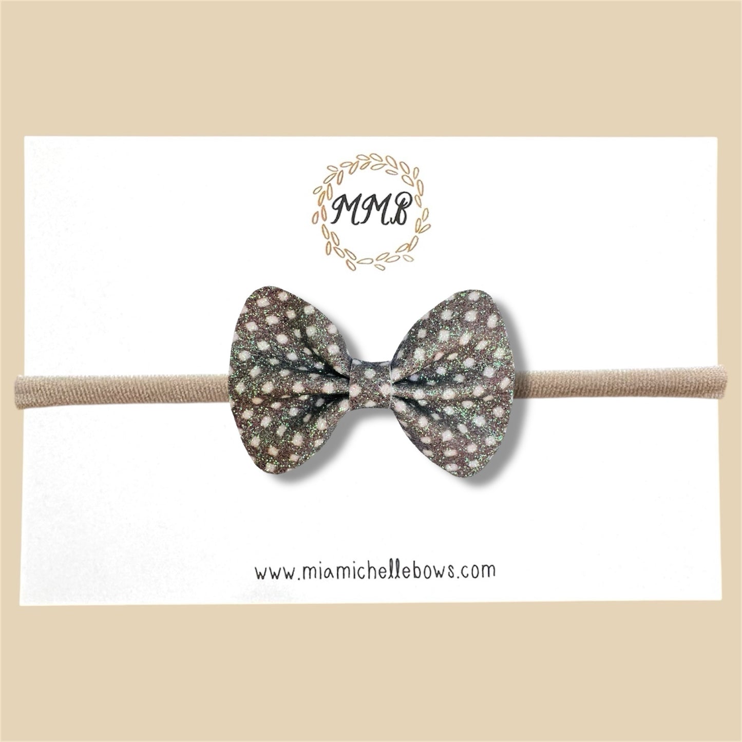 Silver Polkadot Glitter Bow