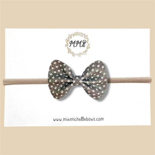 Silver Polkadot Glitter Bow