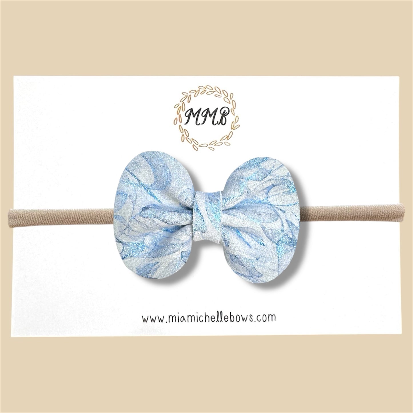 Blue Sparkle Swirl Genuine Leather Bow