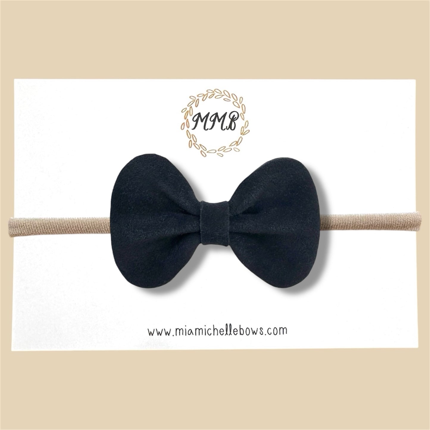 Black Suede Genuine Leather Bow