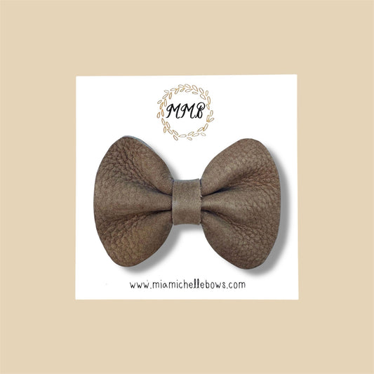 Brown Suede Genuine Leather Bow