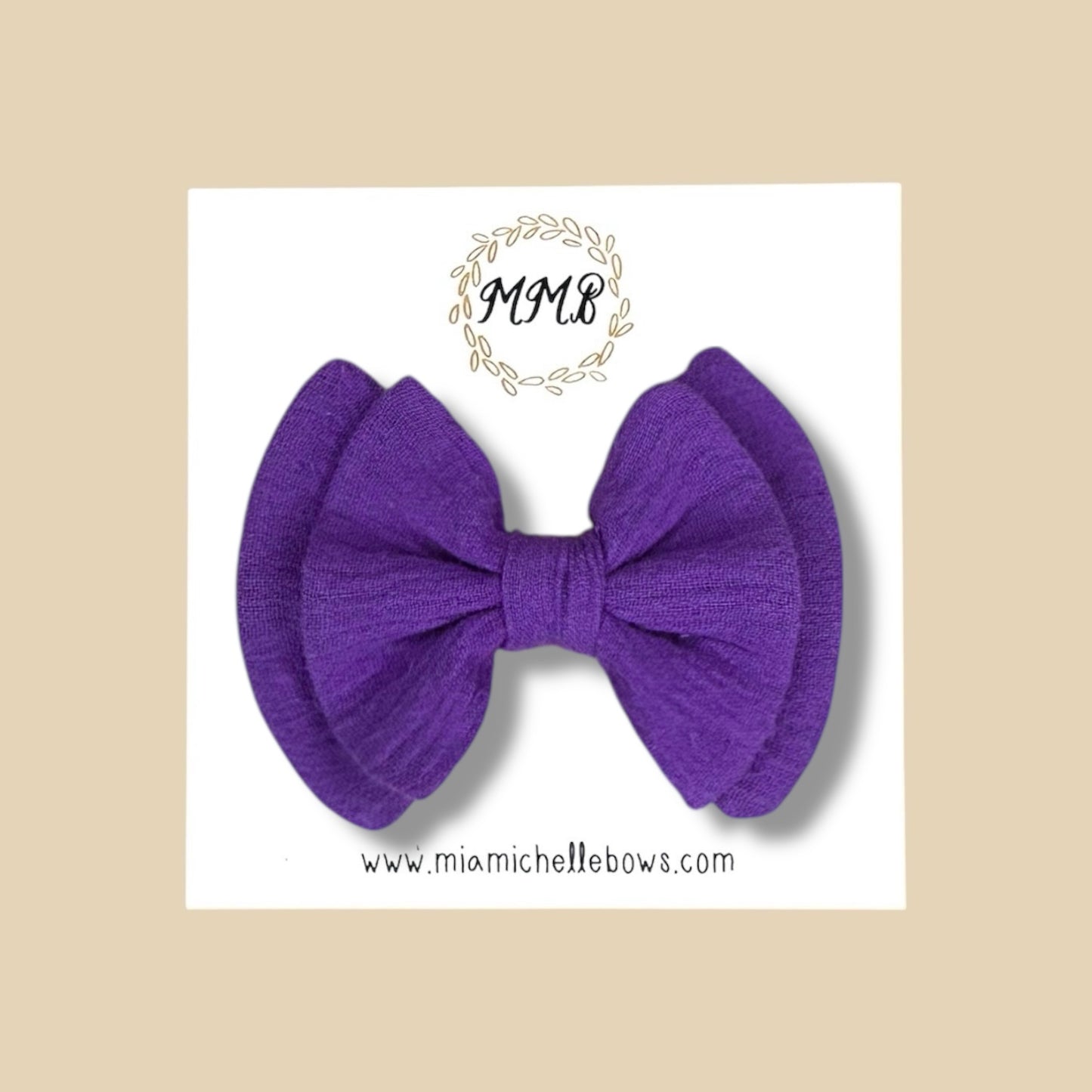 Double Layer Gauze Bow in Purple