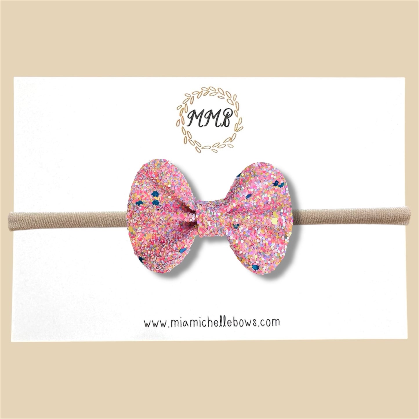 Confetti Pink & Yellow Glitter Bow