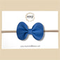 Blue Pebbled Genuine Leather Bow