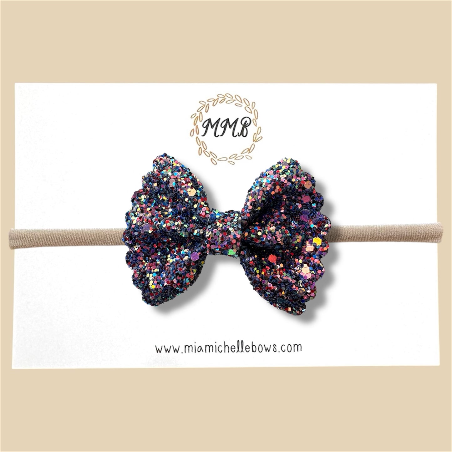 Kaleidoscope Scalloped Glitter Bow