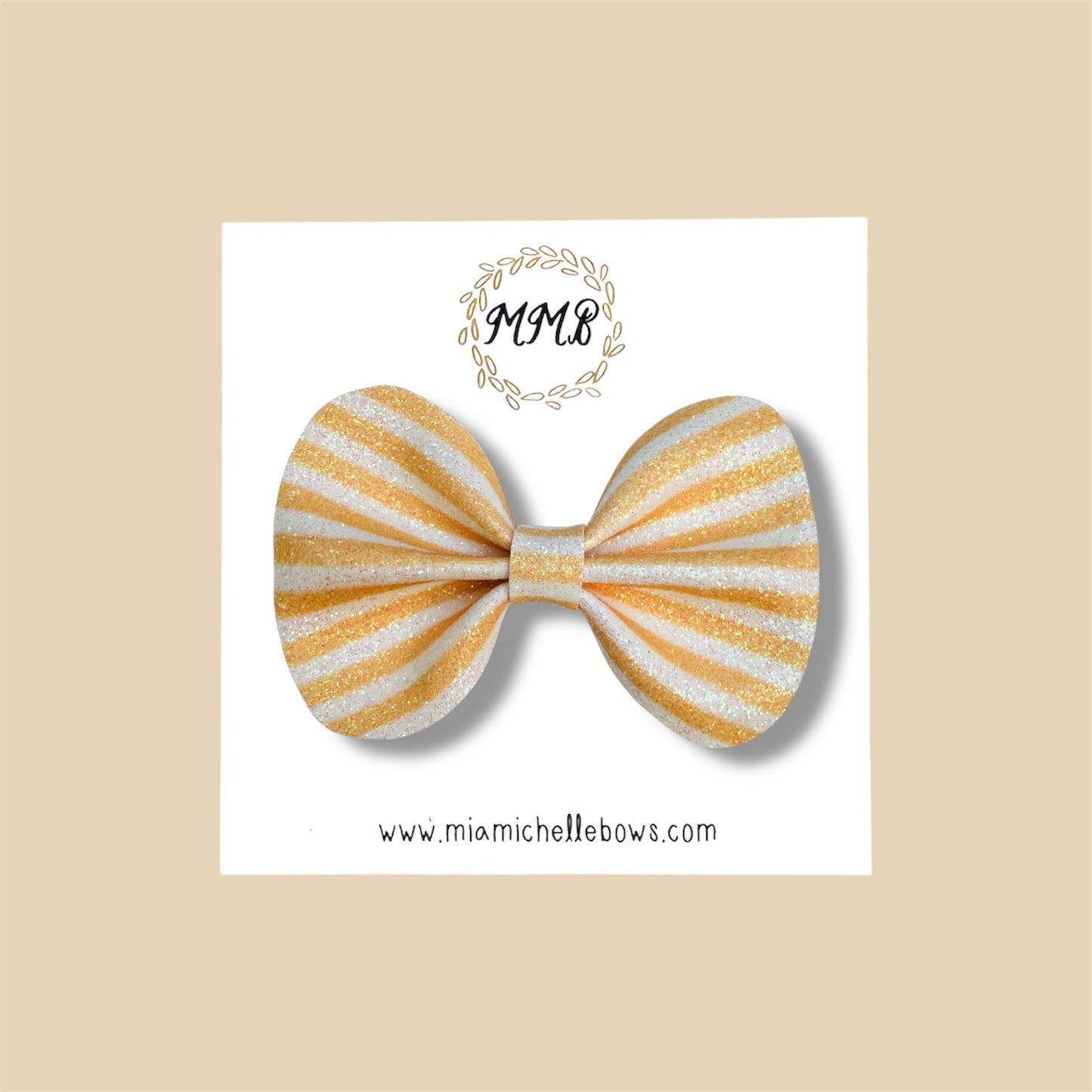 Yellow Striped Glitter Bow