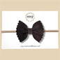 Dark Brown Scalloped Suede Genuine Leather Bow