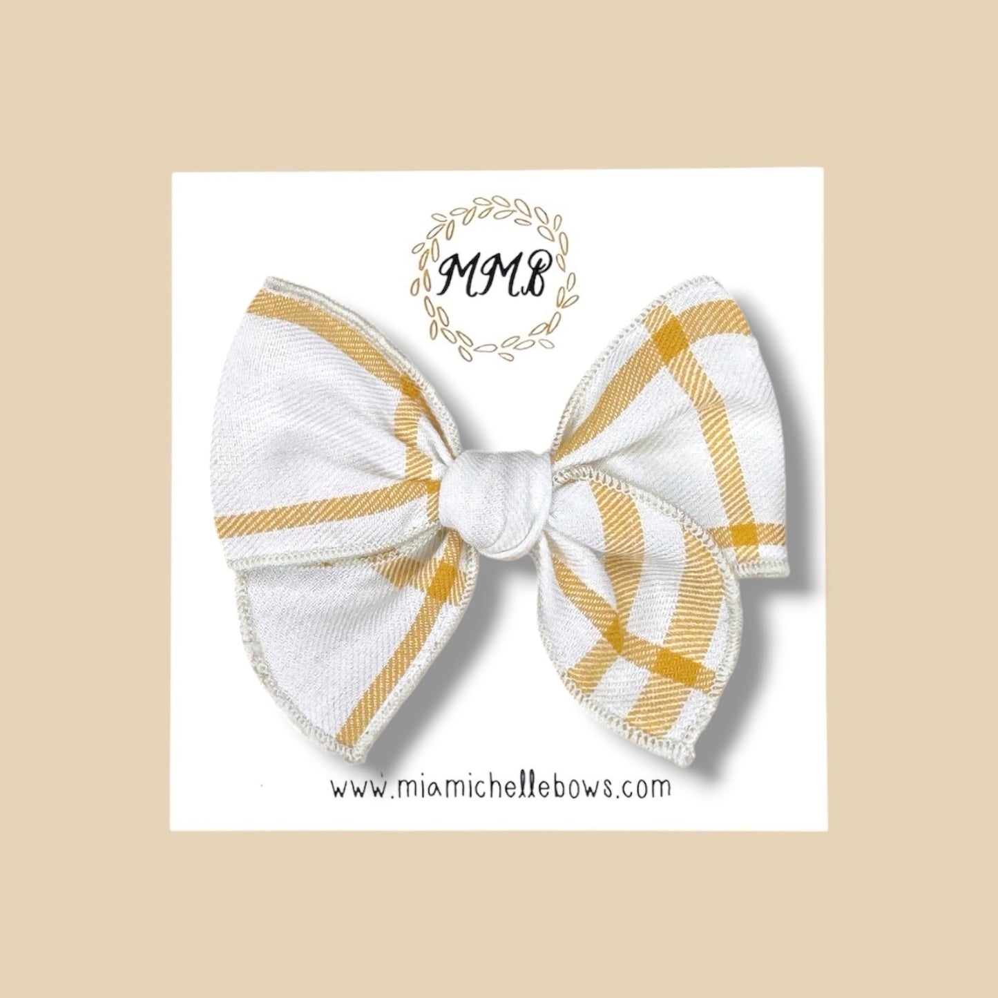 Ivory & Mustard Plaid Fairytale Bow