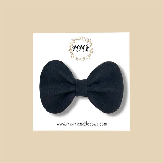 Black Suede Genuine Leather Bow