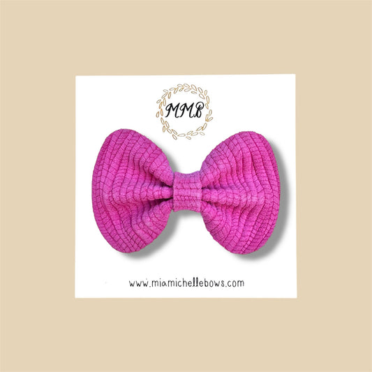 Bright Pink Woven Genuine Leather Bow