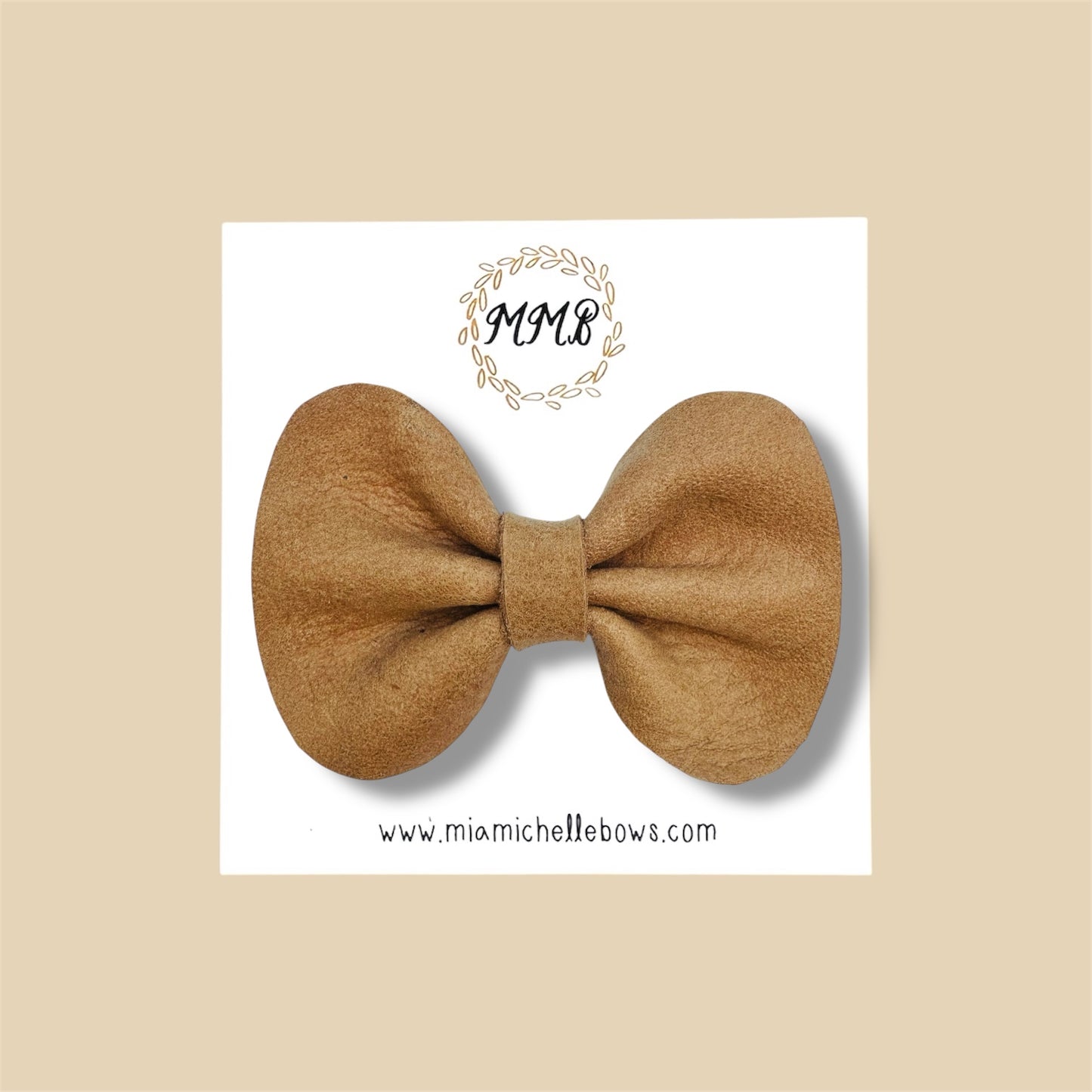 Tan Genuine Leather Bow