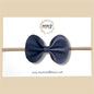 Dark Navy Genuine Leather Bow
